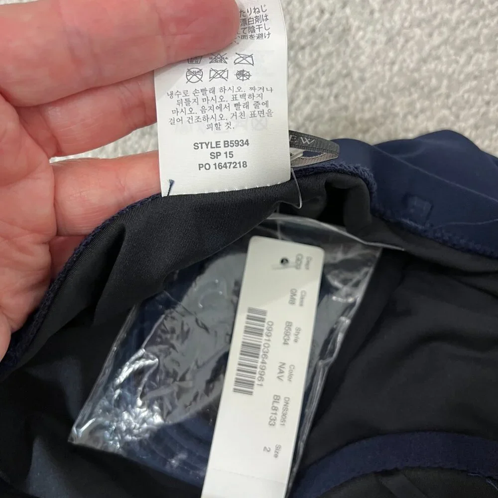 New J. Crew Size 2 Navy Blue Short Torso Underwire One Piece Swim Suit